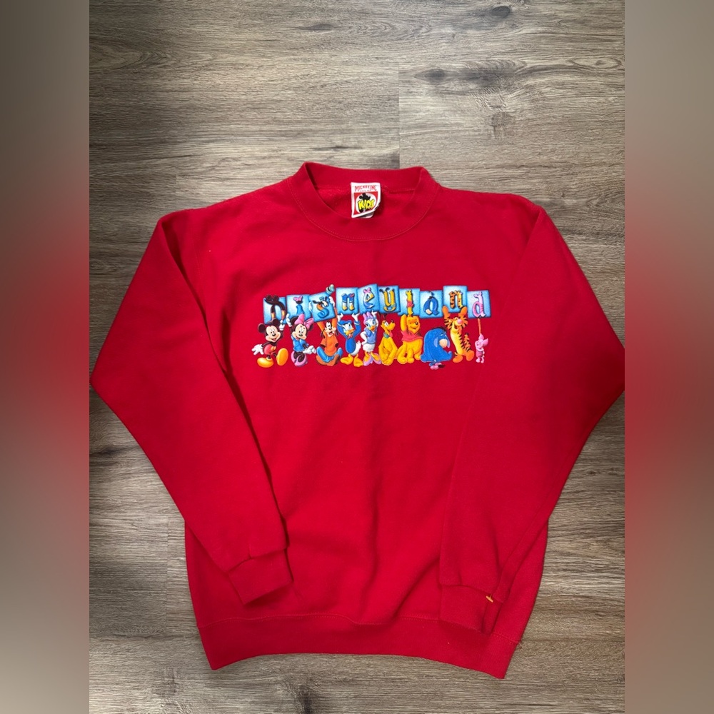 Vintage Disney Kids Sweatshirt Made in USA Size L Red Disneyland Graphic